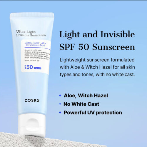 Alternative view of COSRX Ultra-Light Invisible Sunscreen - SPF 50 PA++++, Hydrating Sun Cream With Witch Hazel, Extra High UV Protection, 50mL