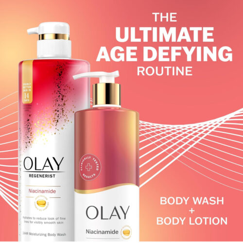 OLAY Niacinamide Body Lotion & Wash - 502ml & 591ml.