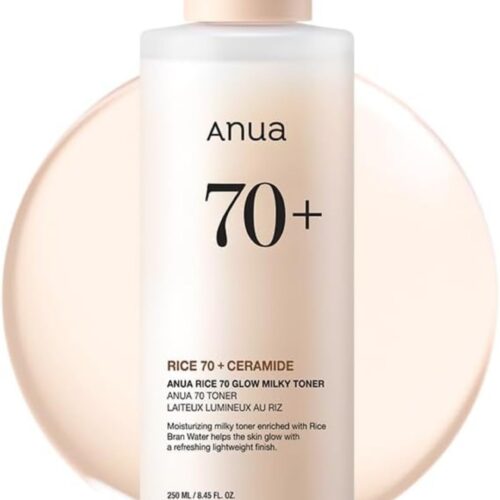 ANUA Rice 70 Glow Milky Toner, for Glass Skin and Brightening, Rice Water, 250ml/8.45fl.oz.